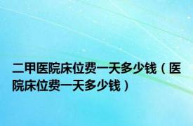 二甲医院床位费一天多少钱（医院床位费一天多少钱）