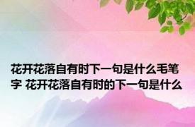 花开花落自有时下一句是什么毛笔字 花开花落自有时的下一句是什么