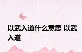 以武入道什么意思 以武入道 