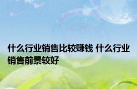 什么行业销售比较赚钱 什么行业销售前景较好