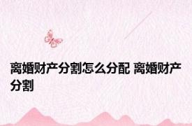 离婚财产分割怎么分配 离婚财产分割 