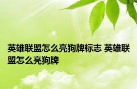 英雄联盟怎么亮狗牌标志 英雄联盟怎么亮狗牌