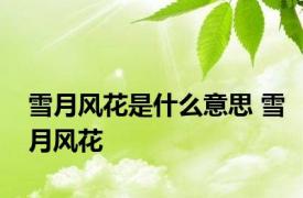 雪月风花是什么意思 雪月风花 