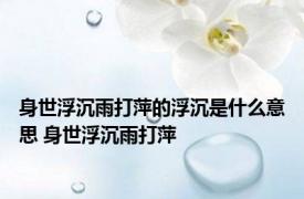 身世浮沉雨打萍的浮沉是什么意思 身世浮沉雨打萍 