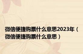 微信便捷购票什么意思2023年（微信便捷购票什么意思）