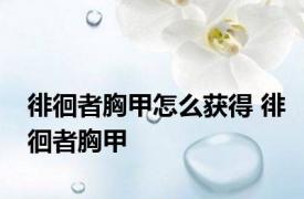 徘徊者胸甲怎么获得 徘徊者胸甲 