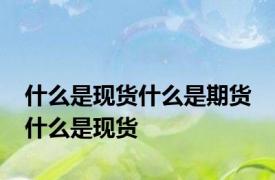 什么是现货什么是期货 什么是现货 