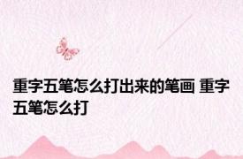 重字五笔怎么打出来的笔画 重字五笔怎么打 