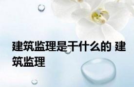建筑监理是干什么的 建筑监理 