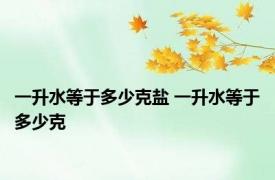 一升水等于多少克盐 一升水等于多少克 