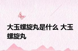 大玉螺旋丸是什么 大玉螺旋丸 