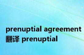 prenuptial agreement翻译 prenuptial 