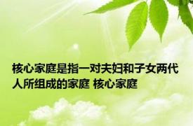 核心家庭是指一对夫妇和子女两代人所组成的家庭 核心家庭 
