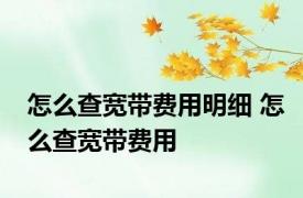 怎么查宽带费用明细 怎么查宽带费用