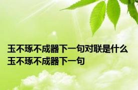 玉不琢不成器下一句对联是什么 玉不琢不成器下一句 