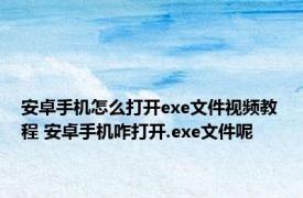 安卓手机怎么打开exe文件视频教程 安卓手机咋打开.exe文件呢