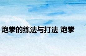 炮拳的练法与打法 炮拳 
