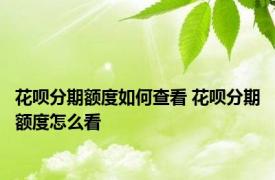 花呗分期额度如何查看 花呗分期额度怎么看 