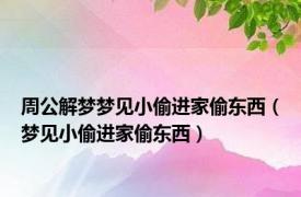 周公解梦梦见小偷进家偷东西（梦见小偷进家偷东西）
