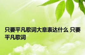 只要平凡歌词大意表达什么 只要平凡歌词 