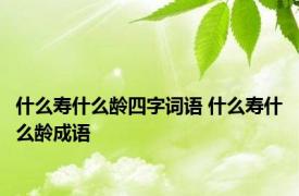 什么寿什么龄四字词语 什么寿什么龄成语