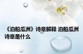 《泊船瓜洲》诗意解释 泊船瓜洲诗意是什么