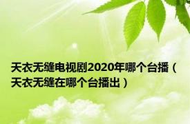 天衣无缝电视剧2020年哪个台播（天衣无缝在哪个台播出）