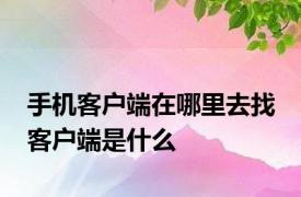 手机客户端在哪里去找 客户端是什么