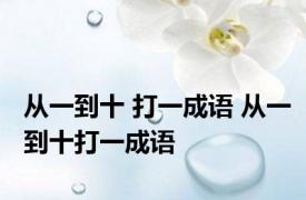 从一到十 打一成语 从一到十打一成语