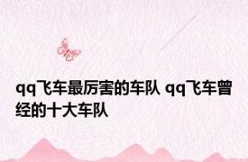 qq飞车最厉害的车队 qq飞车曾经的十大车队 