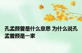 孔孟颜曾是什么意思 为什么说孔孟曾颜是一家