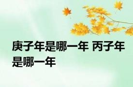 庚子年是哪一年 丙子年是哪一年