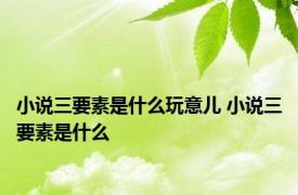 小说三要素是什么玩意儿 小说三要素是什么 