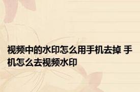 视频中的水印怎么用手机去掉 手机怎么去视频水印 