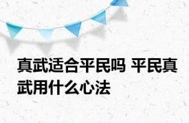 真武适合平民吗 平民真武用什么心法