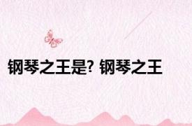 钢琴之王是? 钢琴之王 