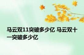 马云双11突破多少亿 马云双十一突破多少亿 