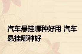 汽车悬挂哪种好用 汽车悬挂哪种好 