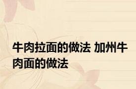 牛肉拉面的做法 加州牛肉面的做法 