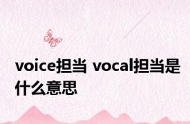 voice担当 vocal担当是什么意思