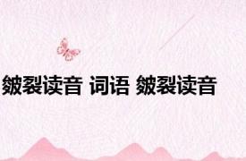 皴裂读音 词语 皴裂读音 