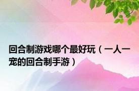 回合制游戏哪个最好玩（一人一宠的回合制手游）