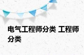 电气工程师分类 工程师分类 