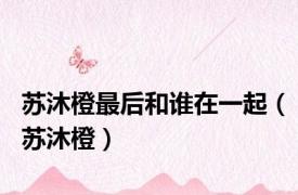 苏沐橙最后和谁在一起（苏沐橙）
