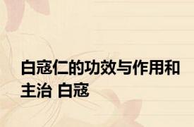 白寇仁的功效与作用和主治 白寇 