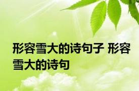 形容雪大的诗句子 形容雪大的诗句 