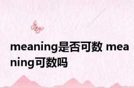 meaning是否可数 meaning可数吗