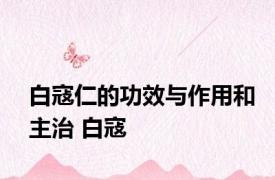 白寇仁的功效与作用和主治 白寇 