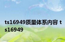 ts16949质量体系内容 ts16949 