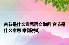 音节是什么意思语文举例 音节是什么意思 举例说明
